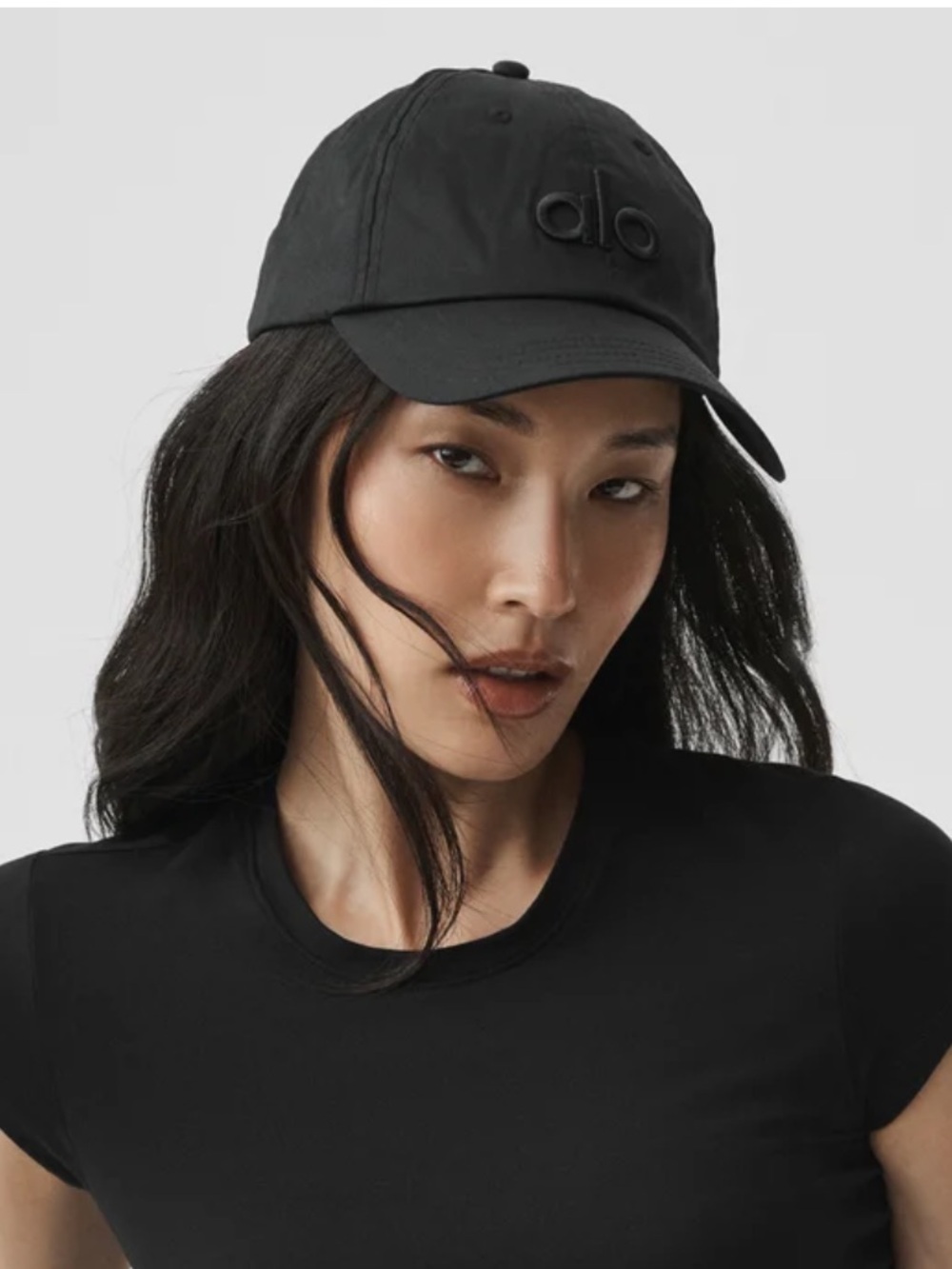ALO Yoga Off Duty Cap Black NWT OS Logo Baseball Hat Adjustable